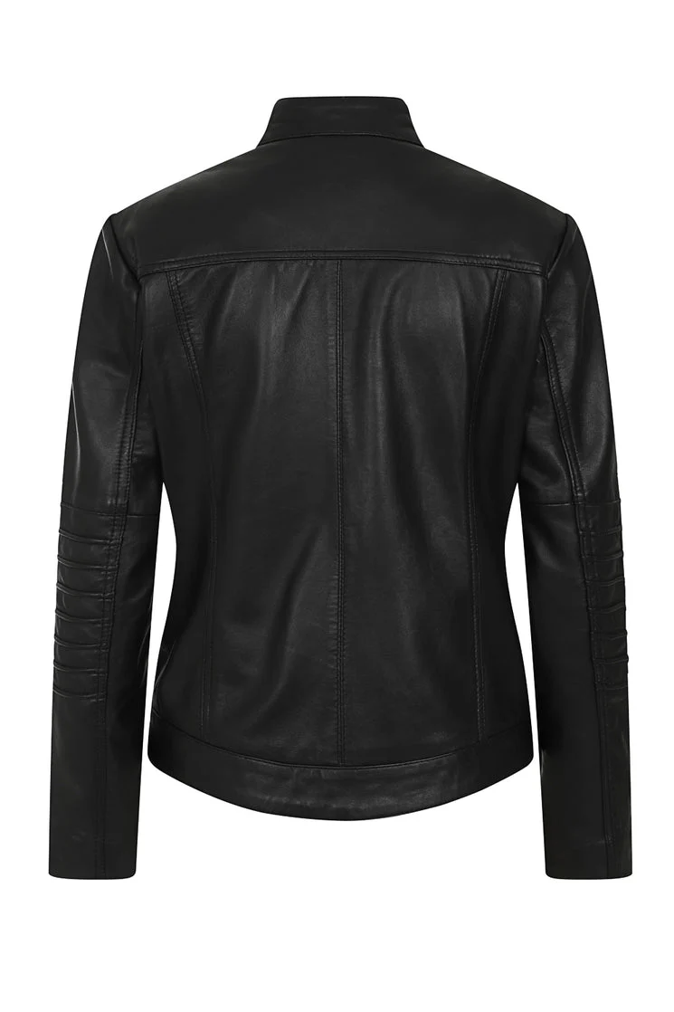 Stand Collar Leather Motorcycle Jacket