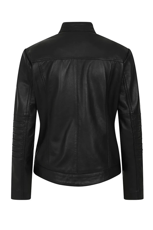 Stand Collar Leather Motorcycle Jacket