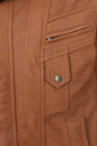 Men's Genuine Tan Leather Jacket - Classic Bomber Regular Fit
