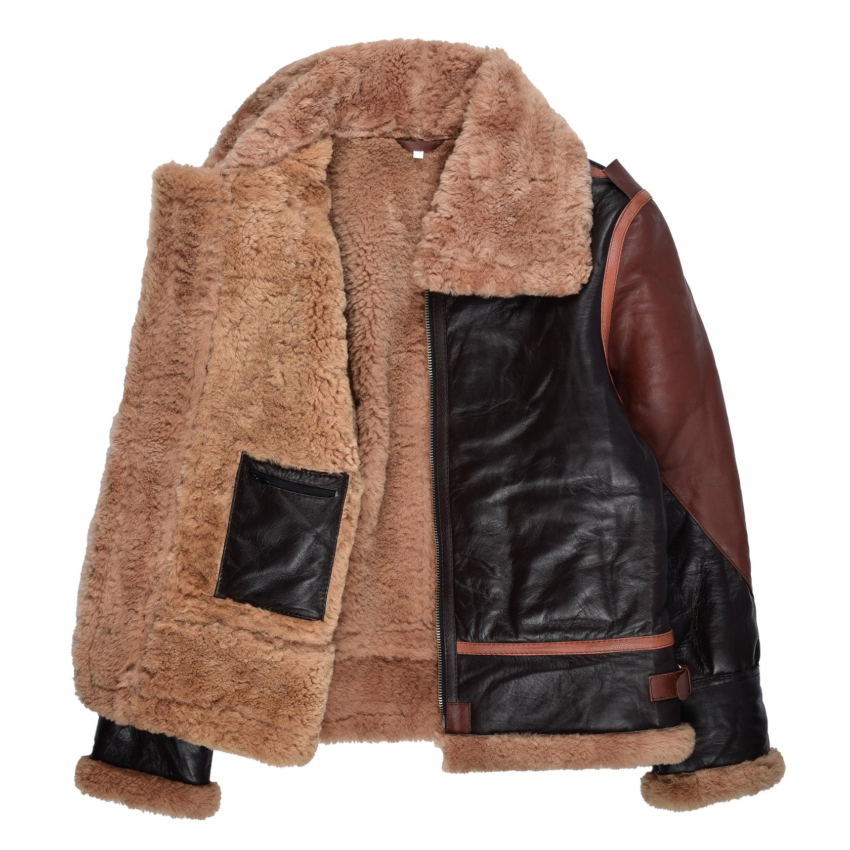 Men's Black RAF Aviator Airforce Sheepskin Shearling Leather Jacket