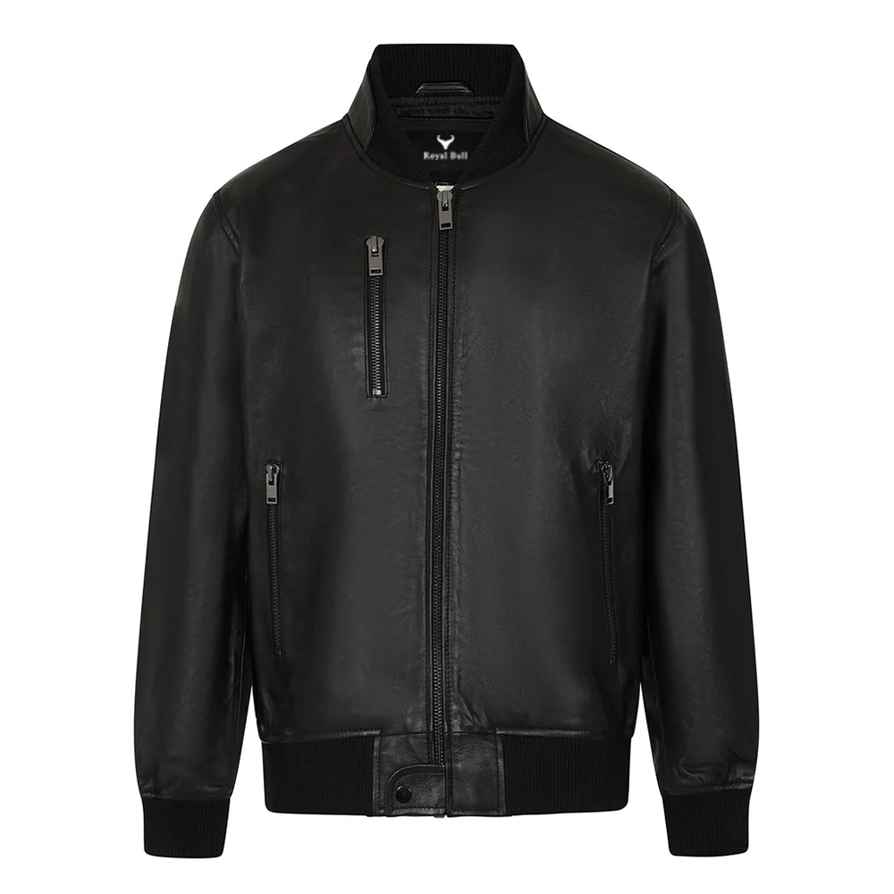 Men's Black Genuine Cowhide Leather Jacket