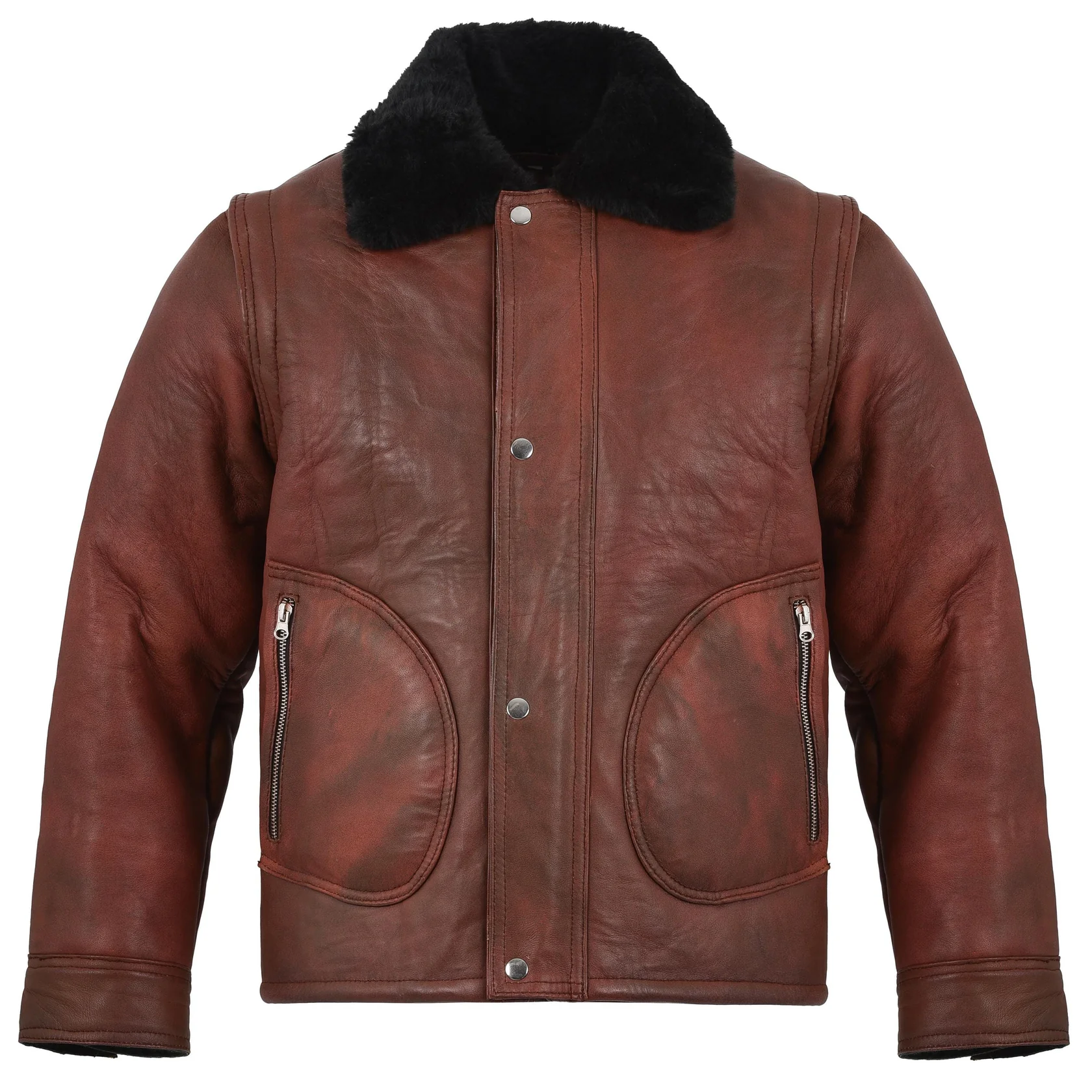 Men's Shearling Jacket Coat in Flight Aviation Style