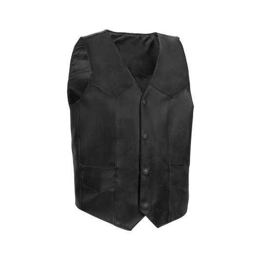 Kids Leather Traditional Style Plain Side Vest