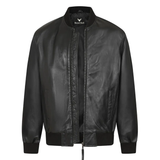 Men’s Black Leather Bomber Jacket – Modern Edge