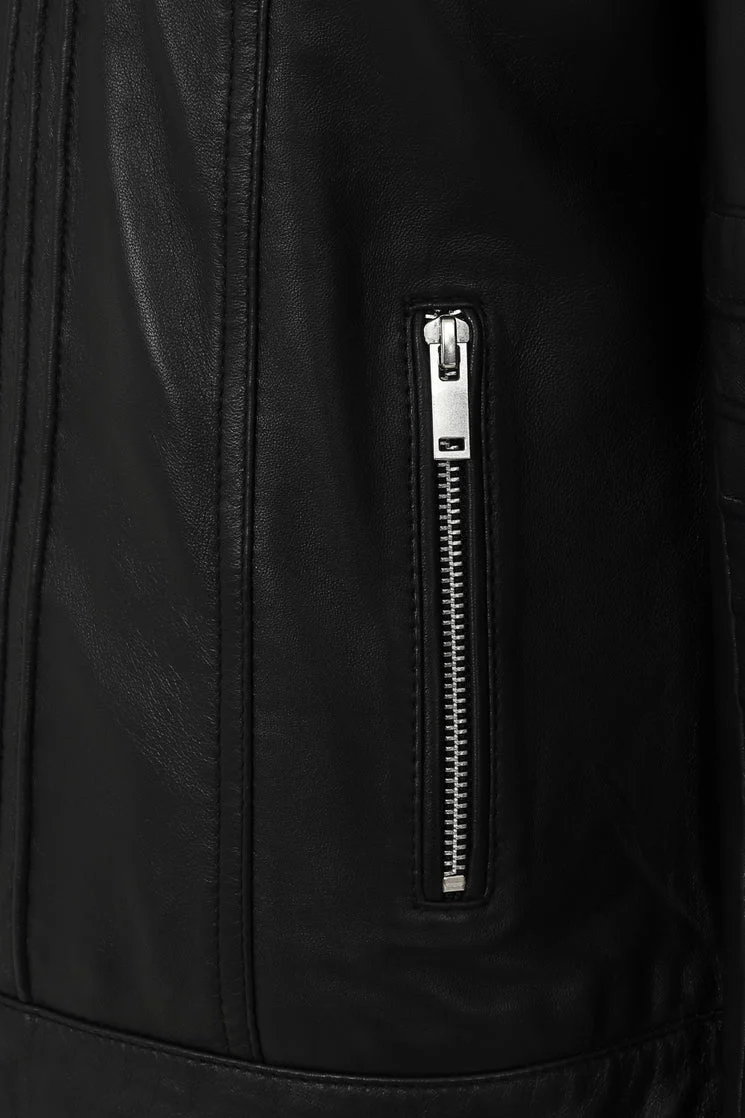 Stand Collar Leather Motorcycle Jacket