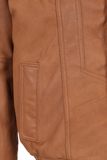 Men's Genuine Tan Leather Jacket - Classic Bomber Regular Fit