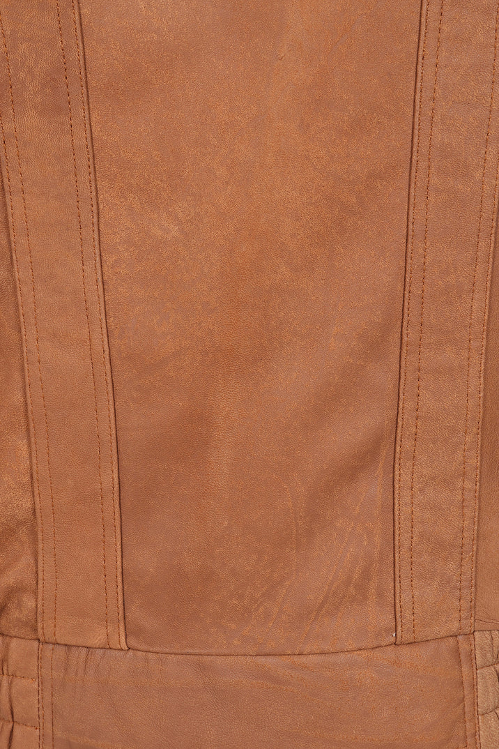 Men's Genuine Tan Leather Jacket - Classic Bomber Regular Fit