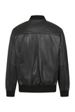 Men’s Black Leather Bomber Jacket – Modern Edge