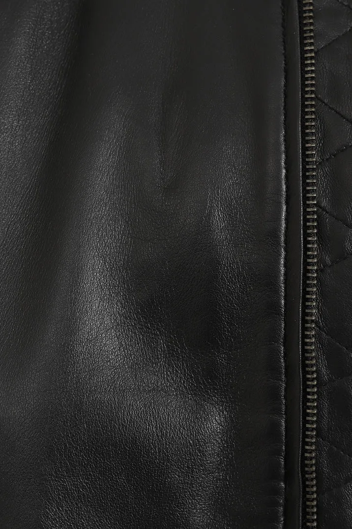 Men’s Black Leather Bomber Jacket – Modern Edge