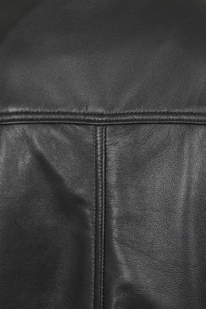Men’s Black Leather Bomber Jacket – Modern Edge