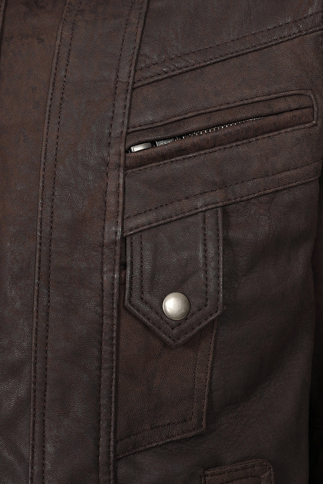 Men’s Timeless Dark Brown Real Leather Blouson Jacket