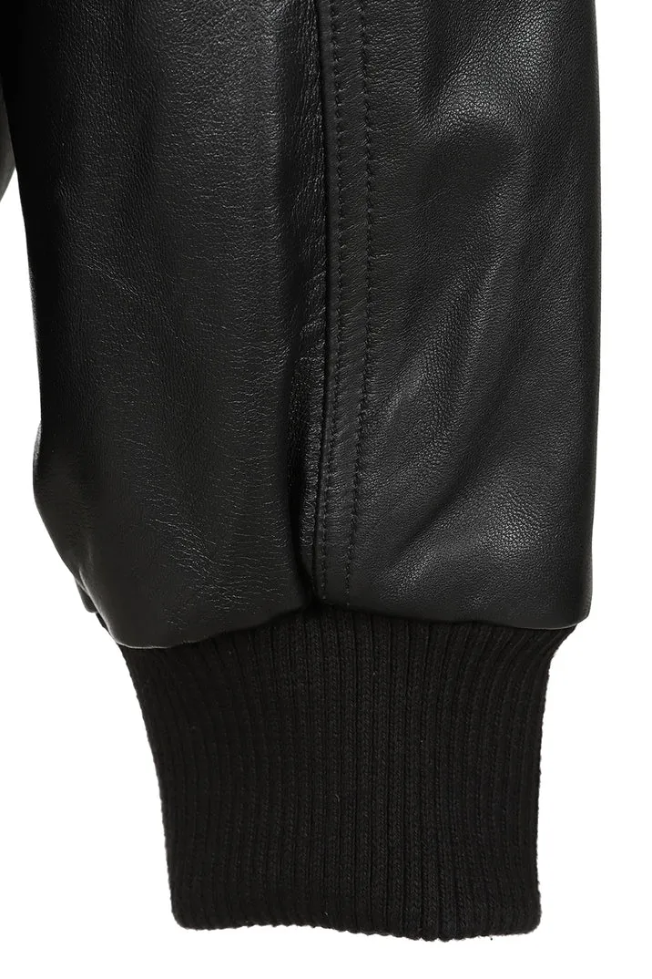 Men’s Black Leather Bomber Jacket – Modern Edge