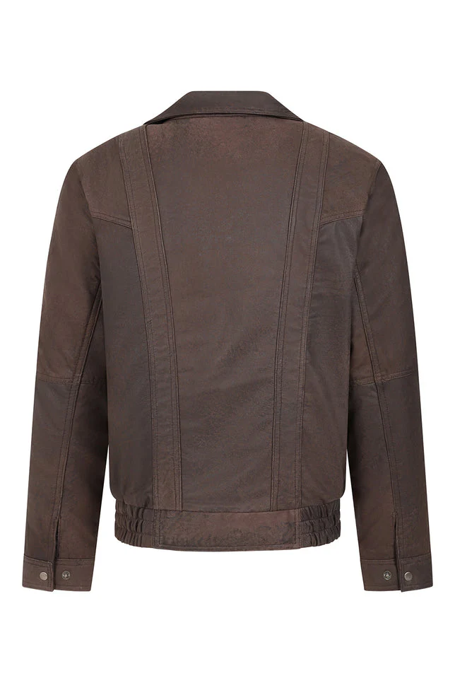Men’s Timeless Dark Brown Real Leather Blouson Jacket
