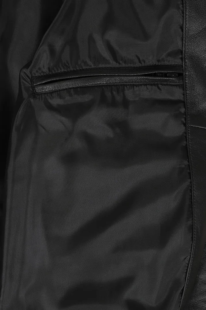 Men’s Black Leather Bomber Jacket – Modern Edge