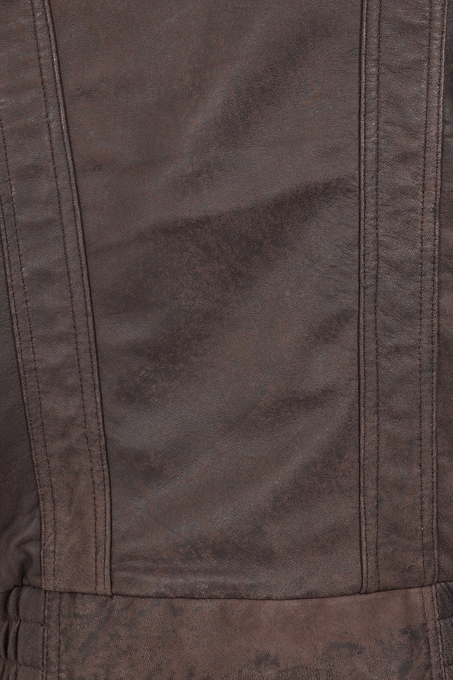 Men’s Timeless Dark Brown Real Leather Blouson Jacket