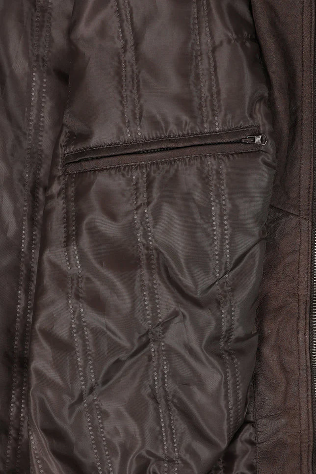 Men’s Timeless Dark Brown Real Leather Blouson Jacket