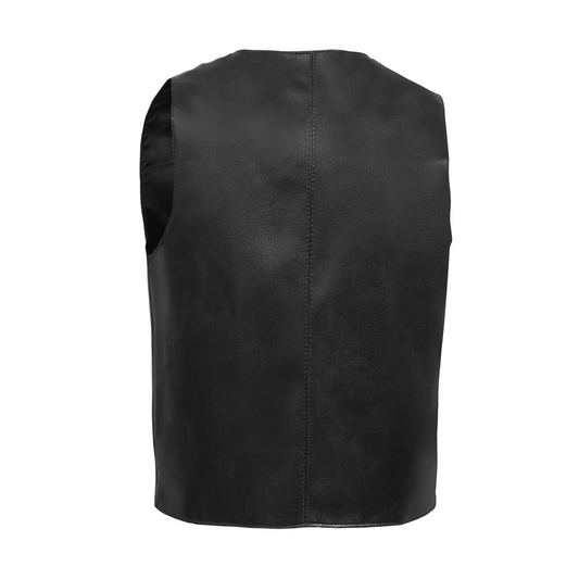 Kids Leather Traditional Style Plain Side Vest