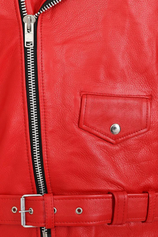 Men’s Authentic Red Leather Biker Jacket