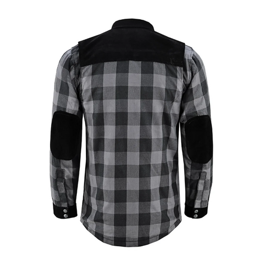 Gray Thread Men's Long Sleeve Motorcycle Flannel Shirt