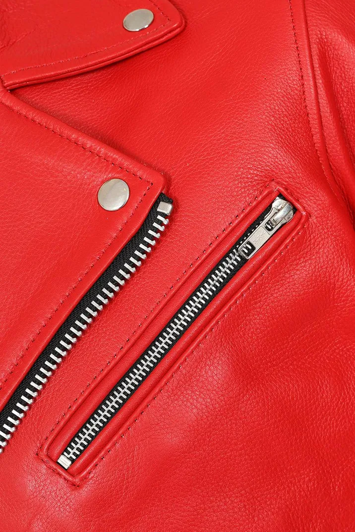 Men’s Authentic Red Leather Biker Jacket