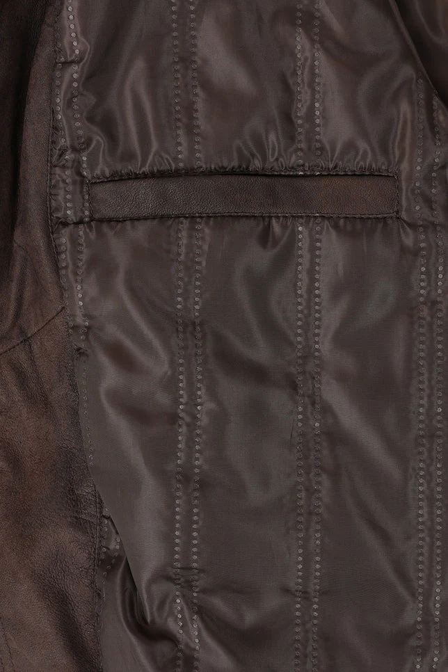 Men’s Timeless Dark Brown Real Leather Blouson Jacket