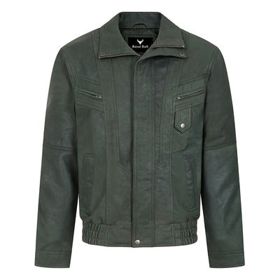 Men's Buff Green Real Leather Classic Blouson Jacket