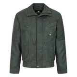 Men's Buff Green Real Leather Classic Blouson Jacket