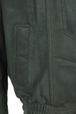 Men's Buff Green Real Leather Classic Blouson Jacket