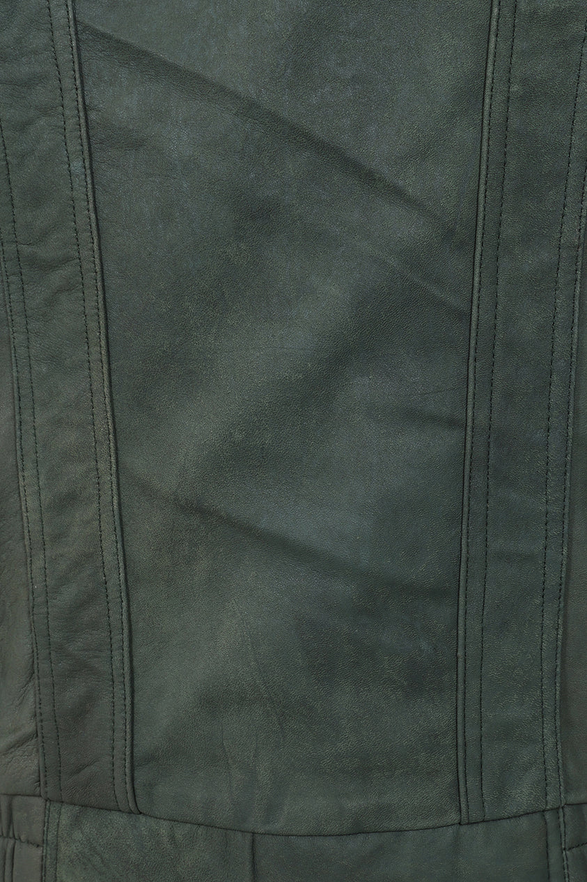 Men's Buff Green Real Leather Classic Blouson Jacket