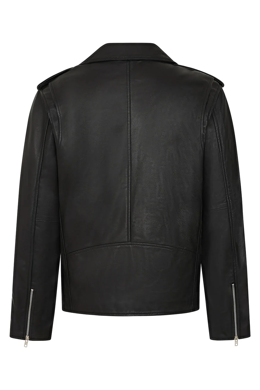 Men’s Black Leather Biker Jacket – Genuine Quality