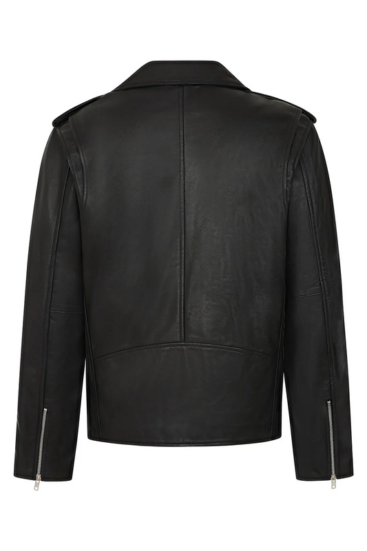 Men’s Black Leather Biker Jacket – Genuine Quality