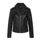 Women's Black Asymmetrical Leather Biker Jacket
