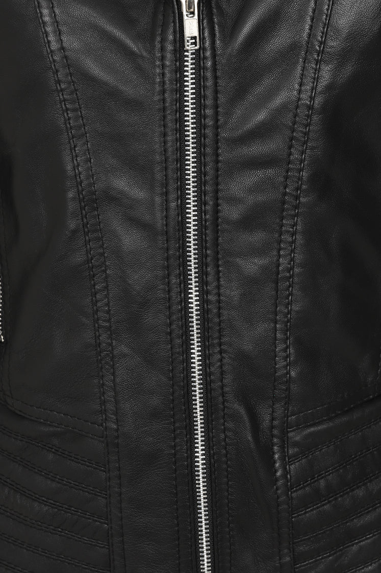 Women's Black Asymmetrical Leather Biker Jacket