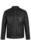 Men’s Black Real Leather Biker Jacket - Refined Style