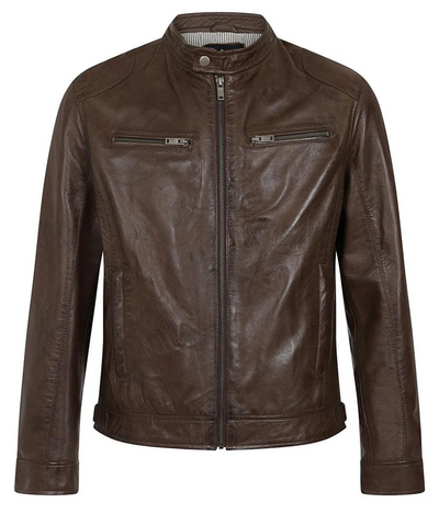 Men's Brown Genuine Leather Motorcycle Jacket – Timeless Style