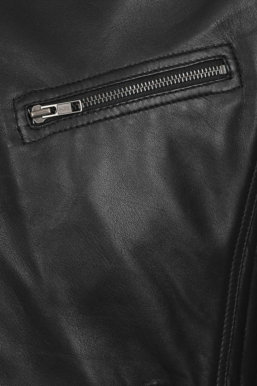 Men’s Black Real Leather Biker Jacket - Refined Style