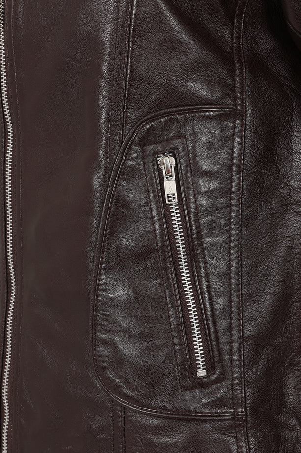 Women's Dark Brown Leather Motorcycle Jacket