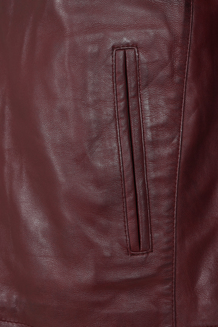 Men's Maroon Red Genuine Leather Jacket