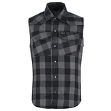 Men's Sleeveless Motorcycle Flannel Shirt