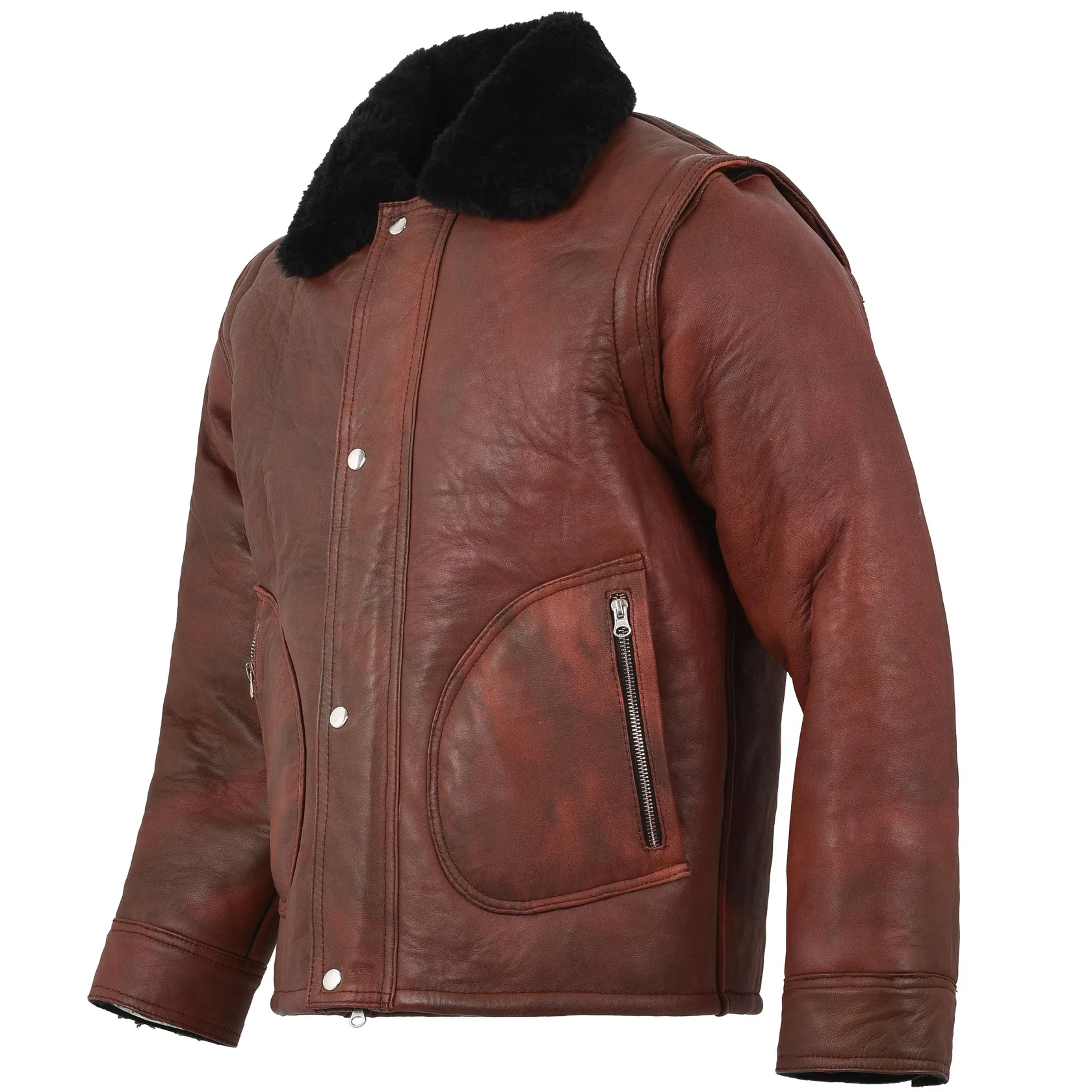 Men's Shearling Jacket Coat in Flight Aviation Style