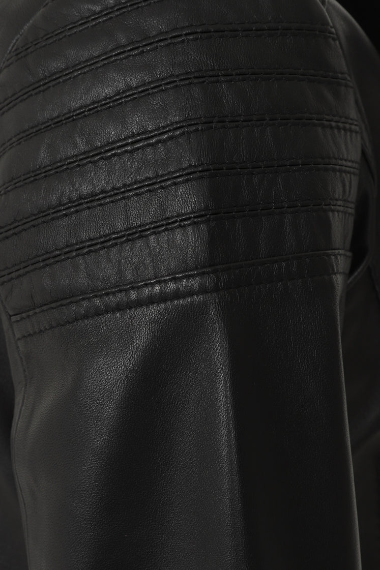 Women's Black Asymmetrical Leather Biker Jacket
