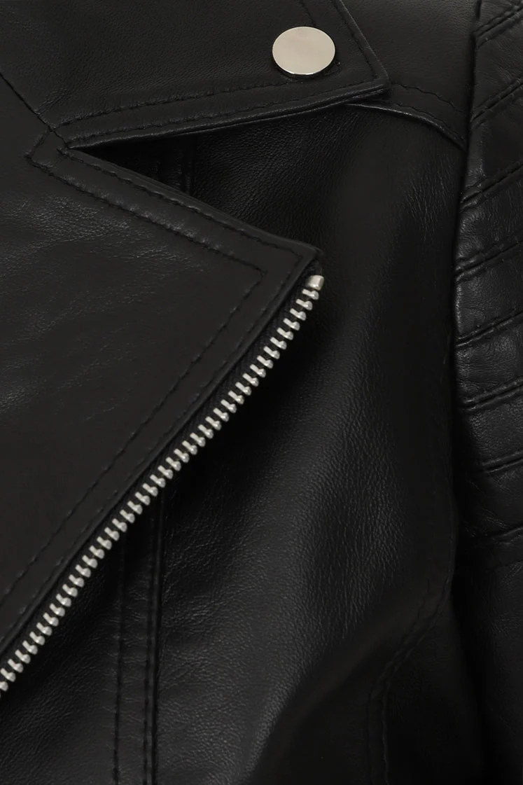 Women's Black Asymmetrical Leather Biker Jacket