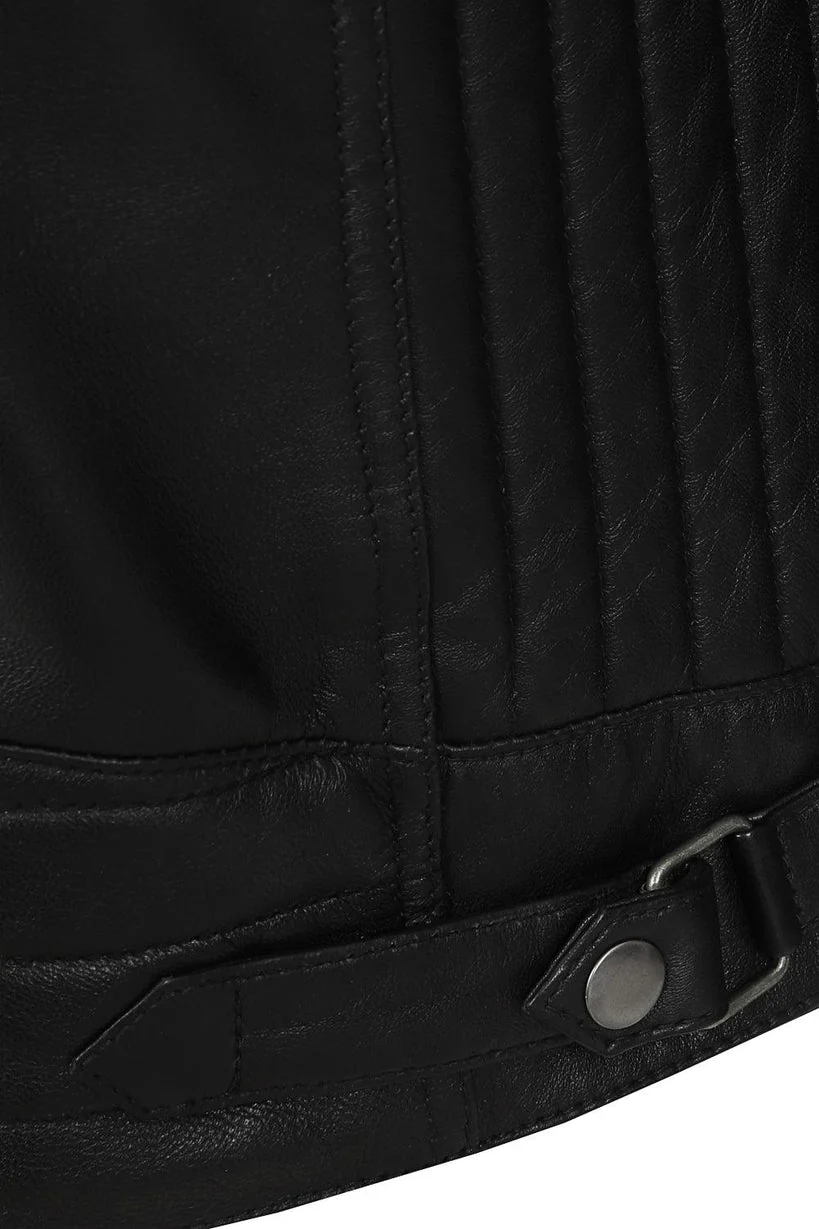 Men’s Black Real Leather Biker Jacket - Refined Style