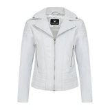 Women's White Biker jacket 100% Genuine Leather Jacket Motorcycle Jacket