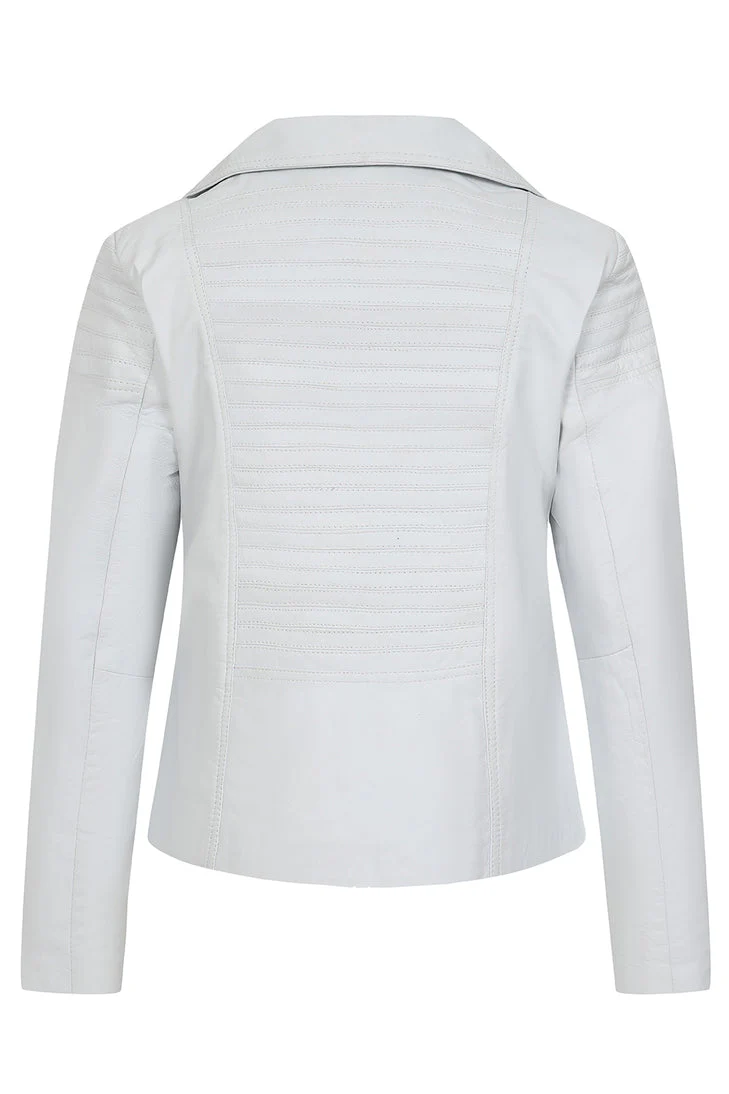 Women's White Biker jacket 100% Genuine Leather Jacket Motorcycle Jacket