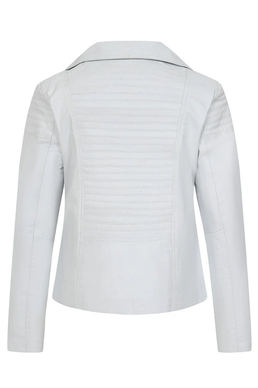 Women's White Biker jacket 100% Genuine Leather Jacket Motorcycle Jacket