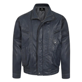 Men’s Navy Blue Leather Blouson Jacket – Elegance in Every Stitch