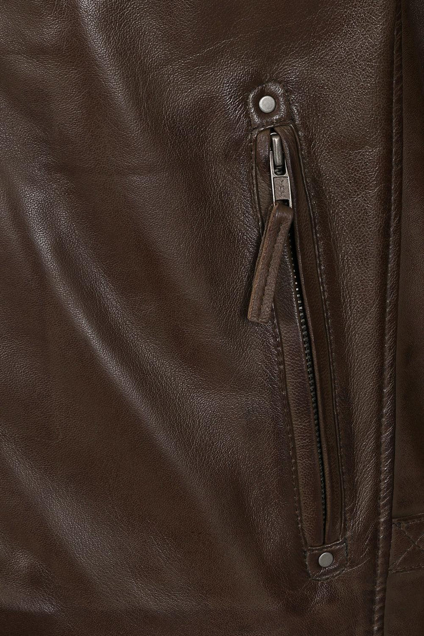 Men’s Trendy Brown Leather Moto Jacket