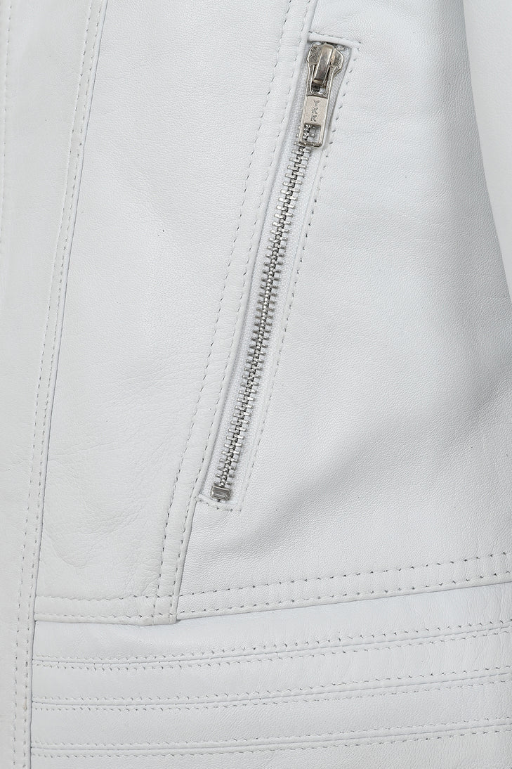 Women's White Biker jacket 100% Genuine Leather Jacket Motorcycle Jacket