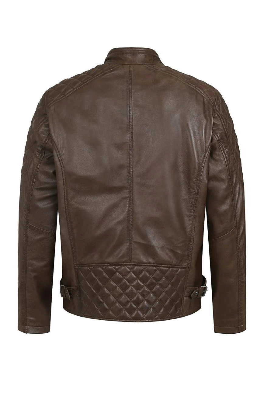Men’s Trendy Brown Leather Moto Jacket